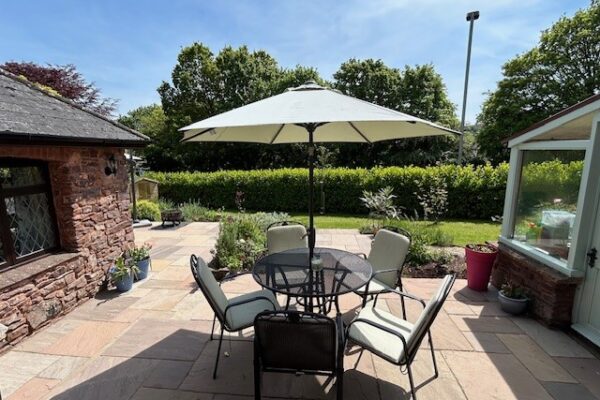 round table in sun 1 - Sharpe Cottage, Wiveliscombe, Somerset